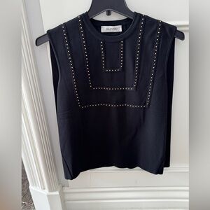 Valentino Black Embellished Studs Sleeveless Top NWT Size M Maglia